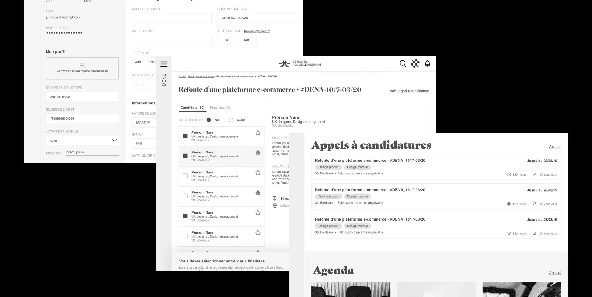 3 wireframes