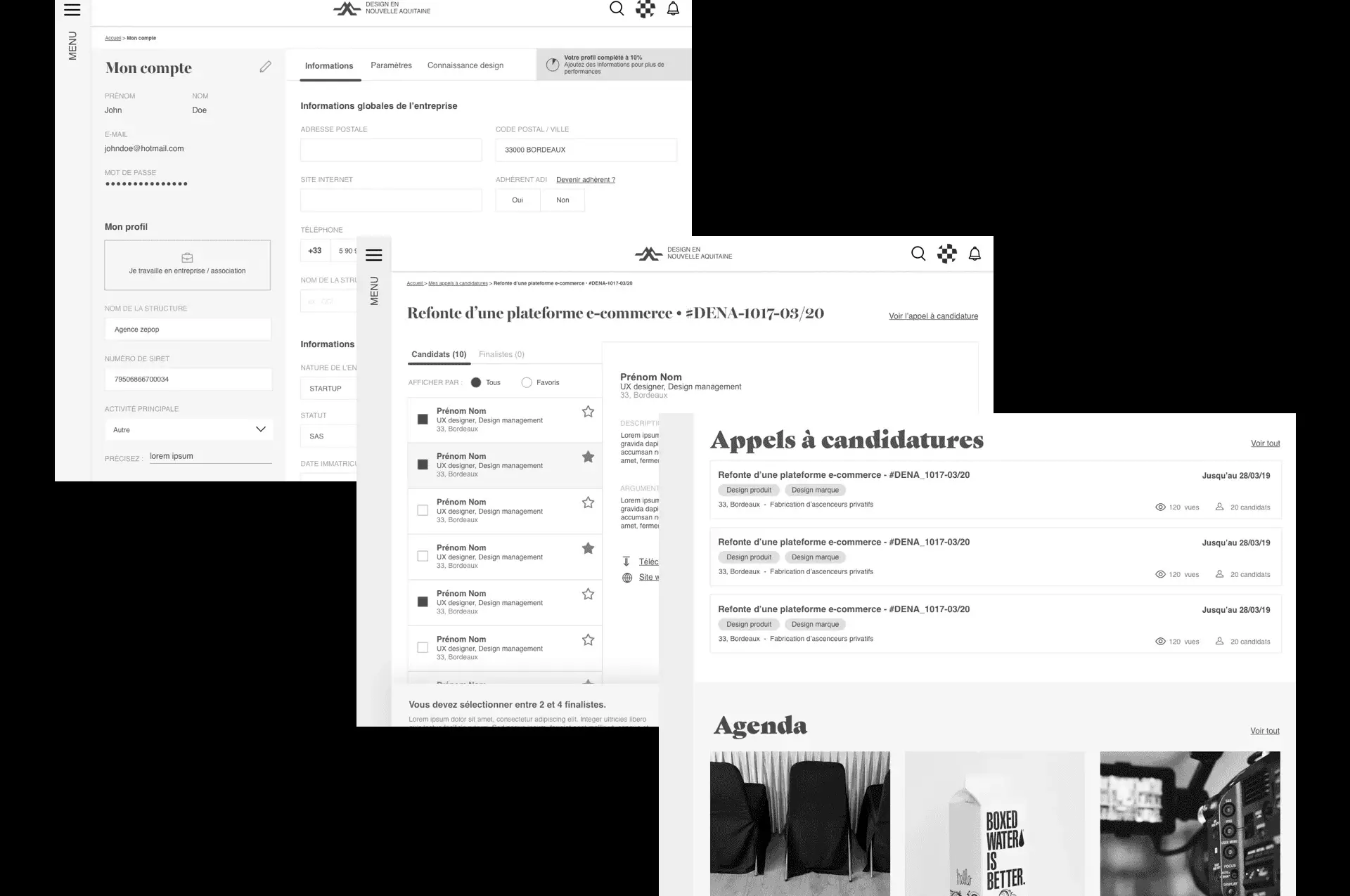 3 wireframes
