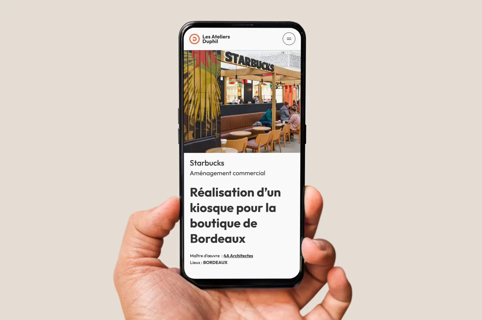 A project page on the site in mobile version