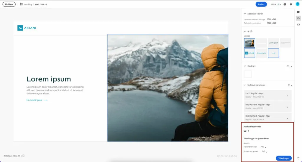 Adobe XD, exporting elements for developers