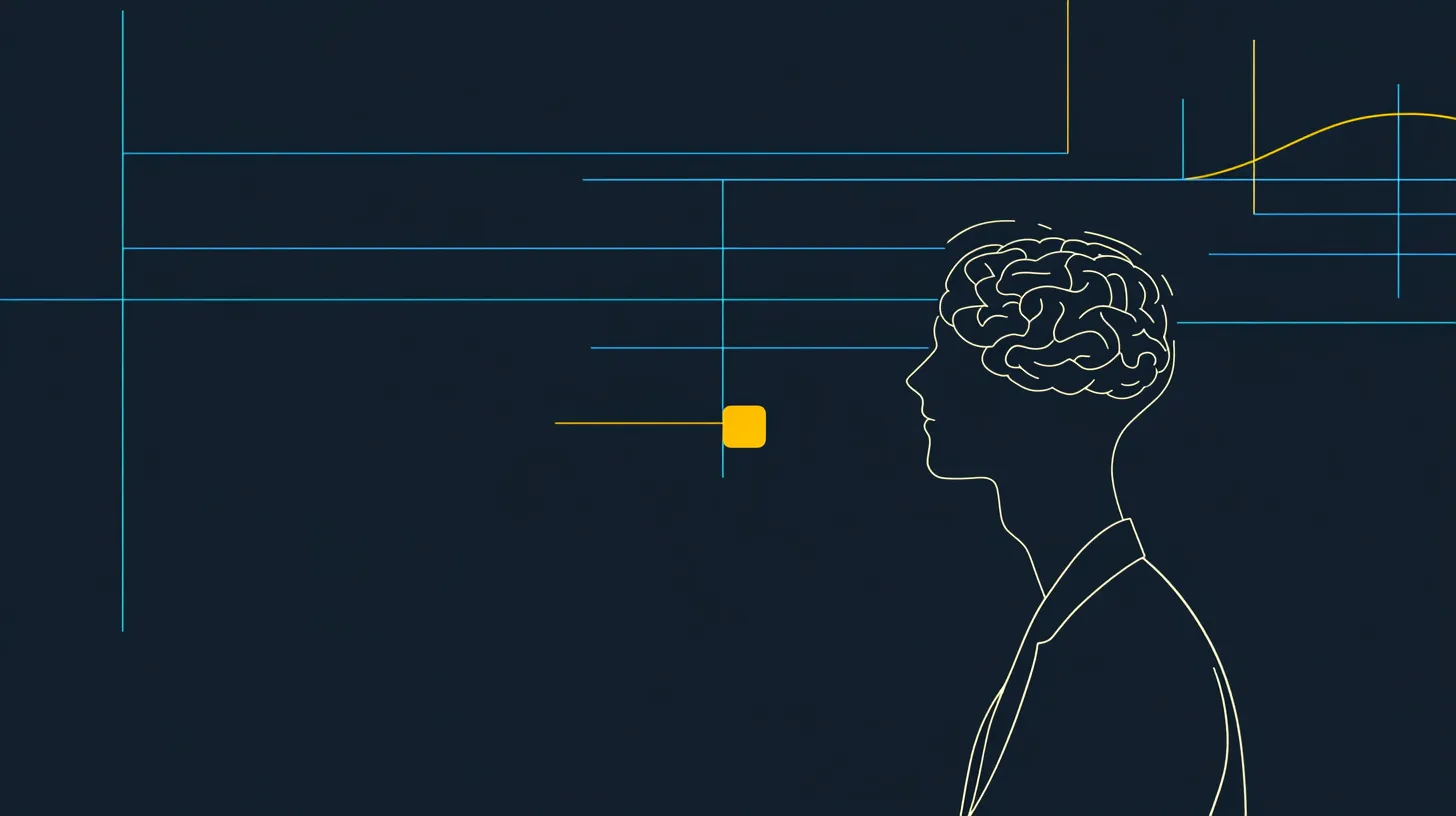 An illustration of a brain inside a man's head, in profile
