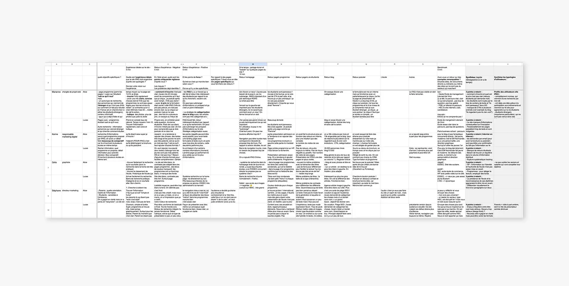 Aperçu d'un fichier contenant la base de donnés d'entretiens métier