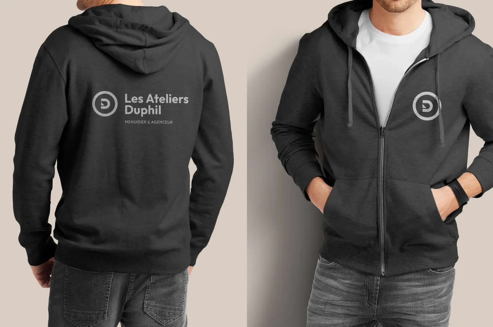Applying the identity to sweatshirts for the workshop teams