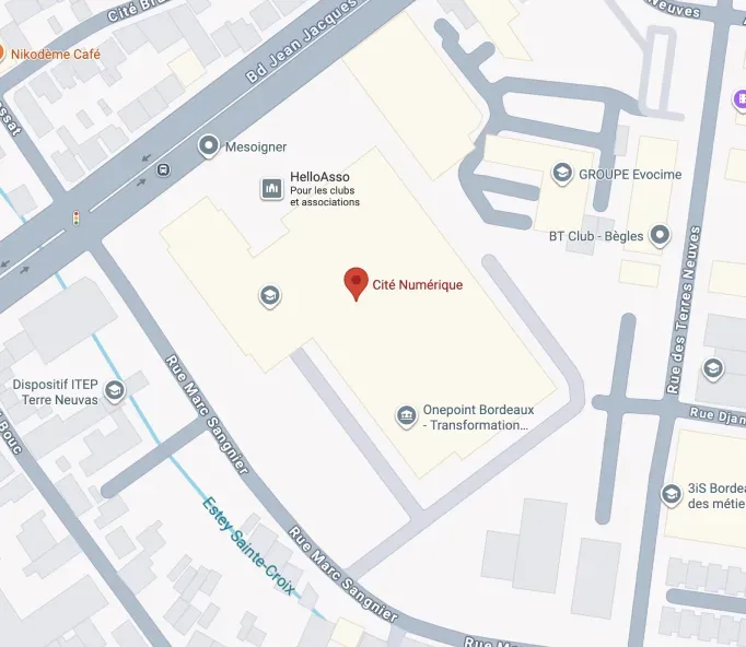 Map showing Akiani's location in Bègles, Cité Numérique