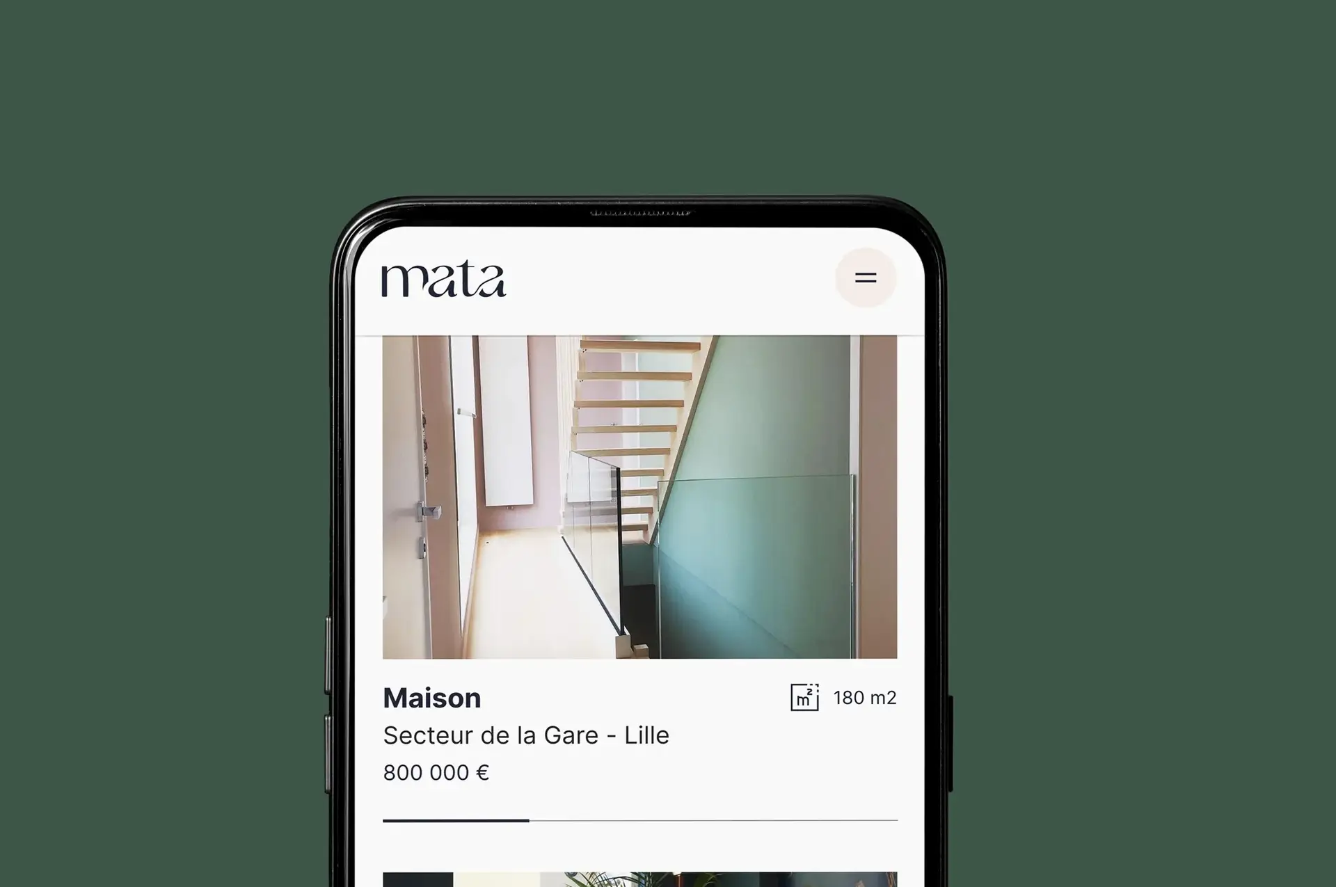 Close-up of a screen from the website in mobile version