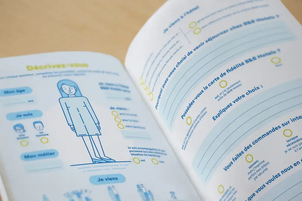 Close-up of the log book given to B&B guests: individual data