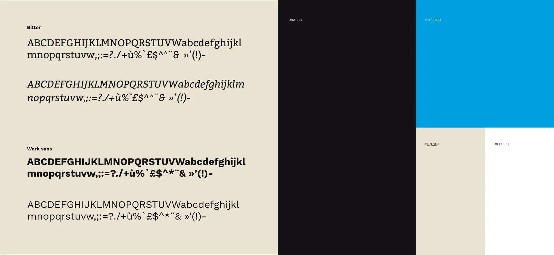 Colour palette and typography for the new visual identity