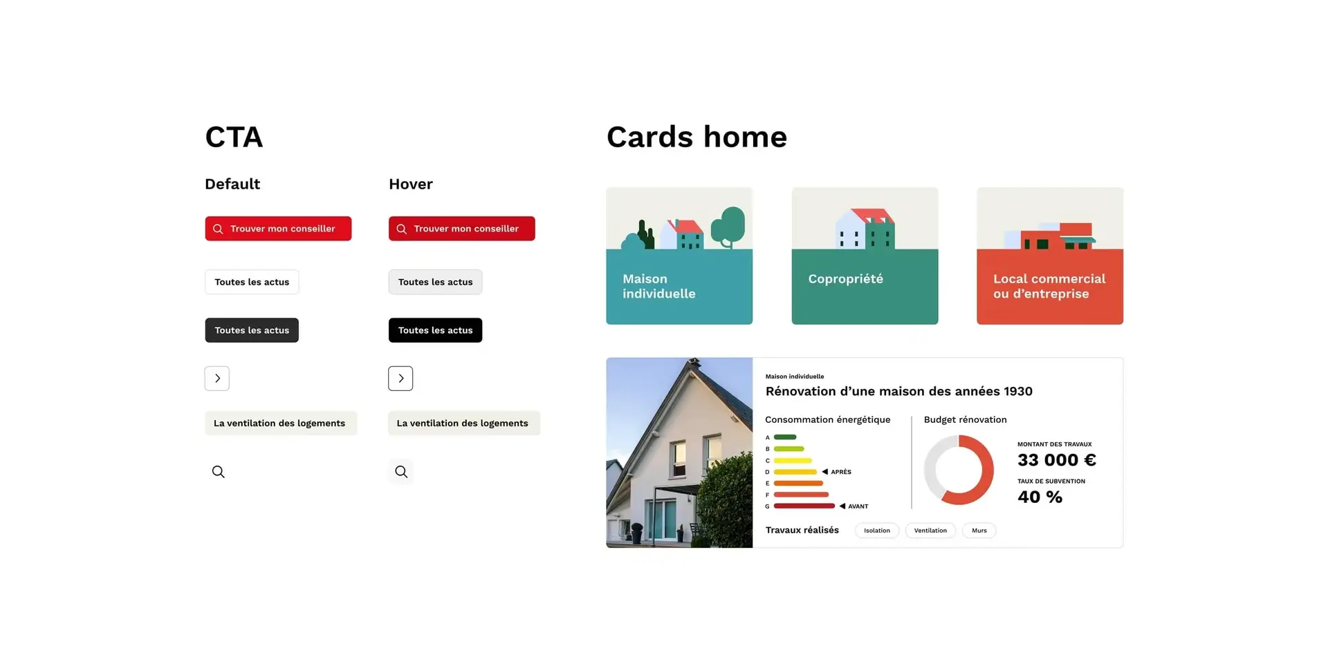 Composants du design system de la plateforme