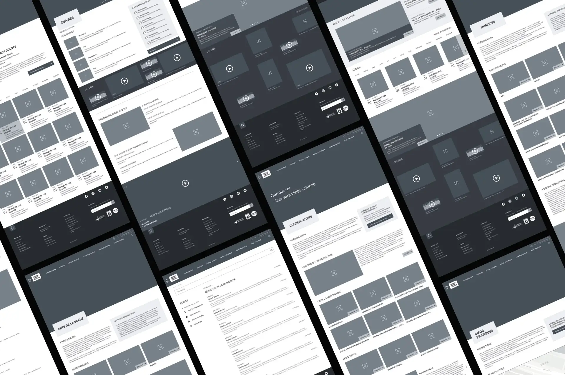Conservatoire de Bordeaux: wireframes