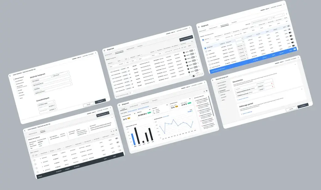 Consolidated wireframes for the redesign of the accounting business tool