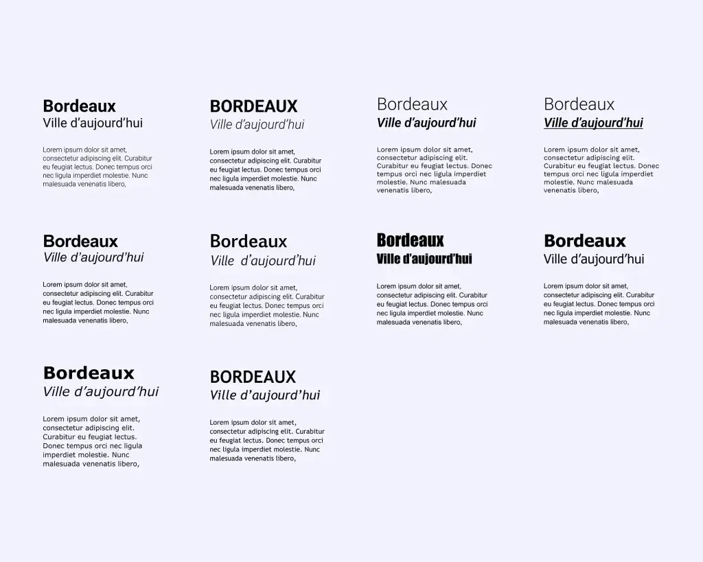 Creative explorations on how typefaces are used to bring the new City of Bordeaux website to life