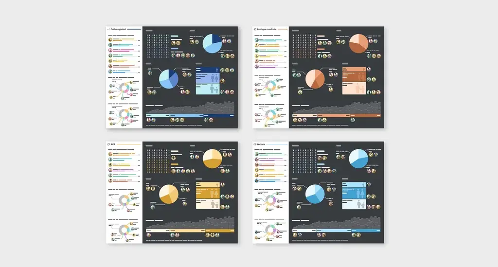 Data visualisation sheets for a personas project