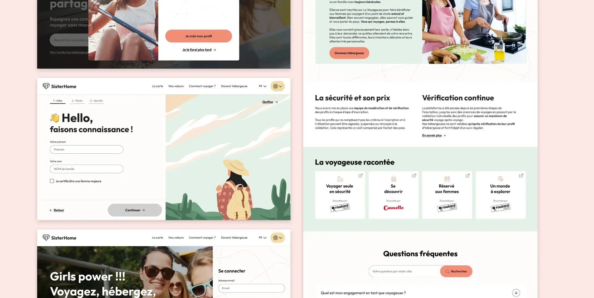 Déclinaisons des pages d'accueil, de présentation et d'aide de SisterHome