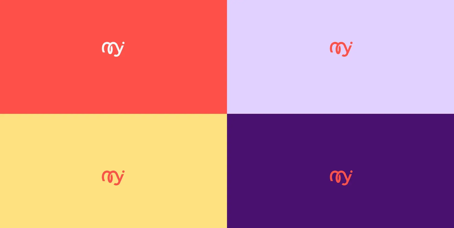 Déclinaisons du monogramme MyTwiga sur quatre fonds colorés