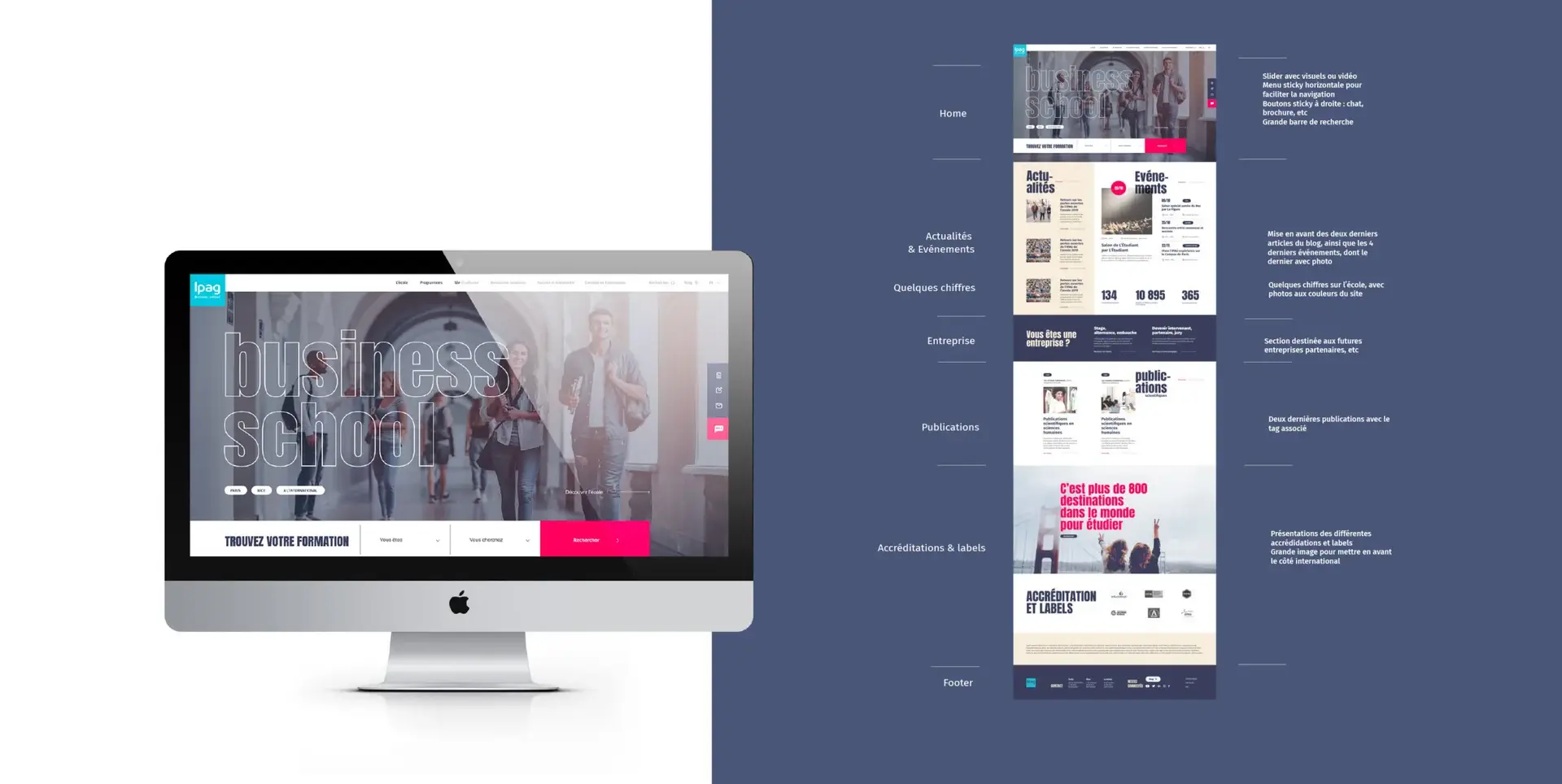 UI design of the home page in desktop version