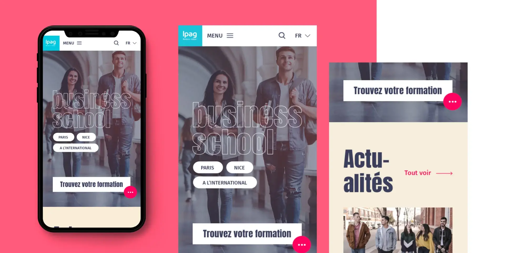UI design of the home page in mobile version