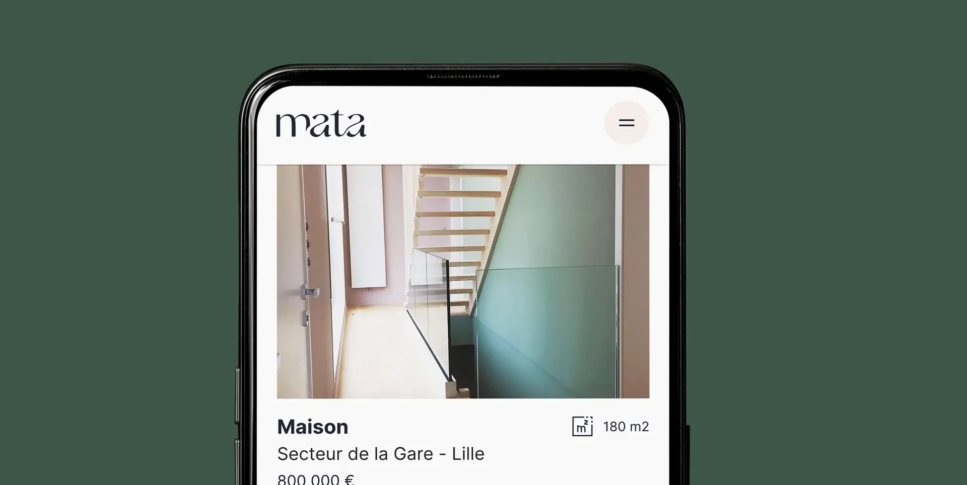 Close-up of a screen from the website in mobile version