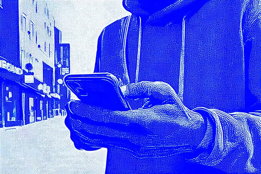 Deux mains de face tenant un téléphone