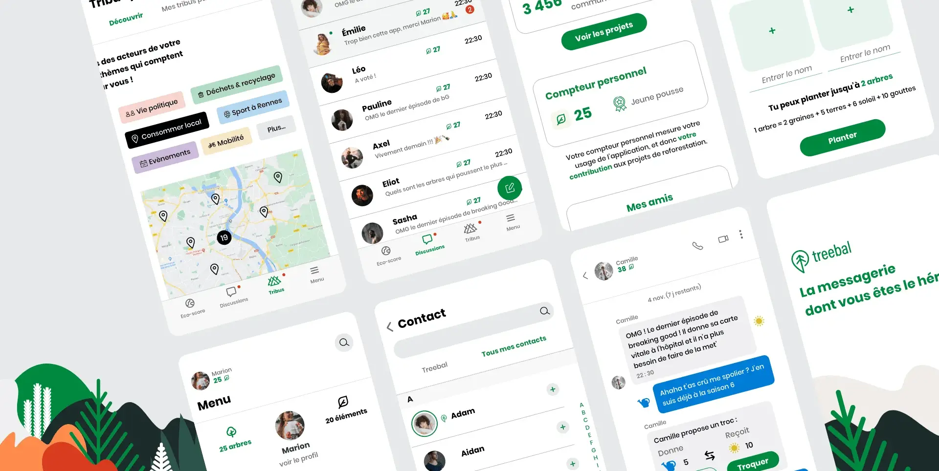 Light mode app screens