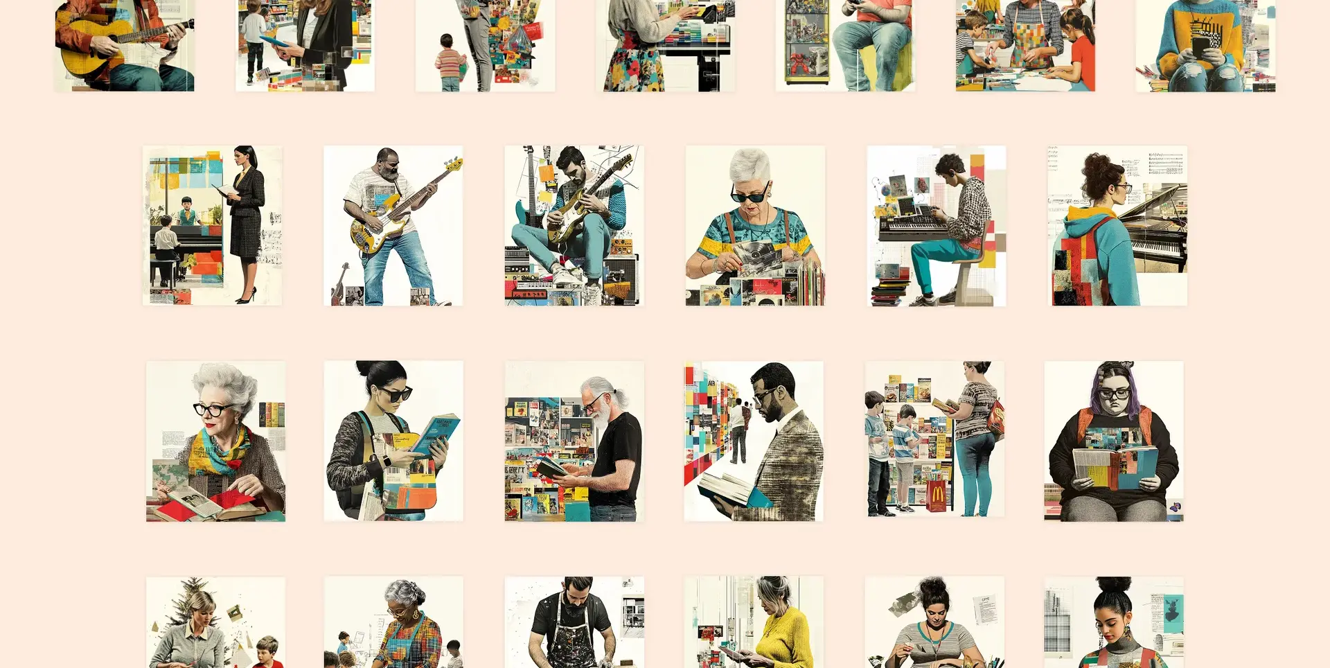 Ensemble de visuels de personnages de différentes âges et ethnies
