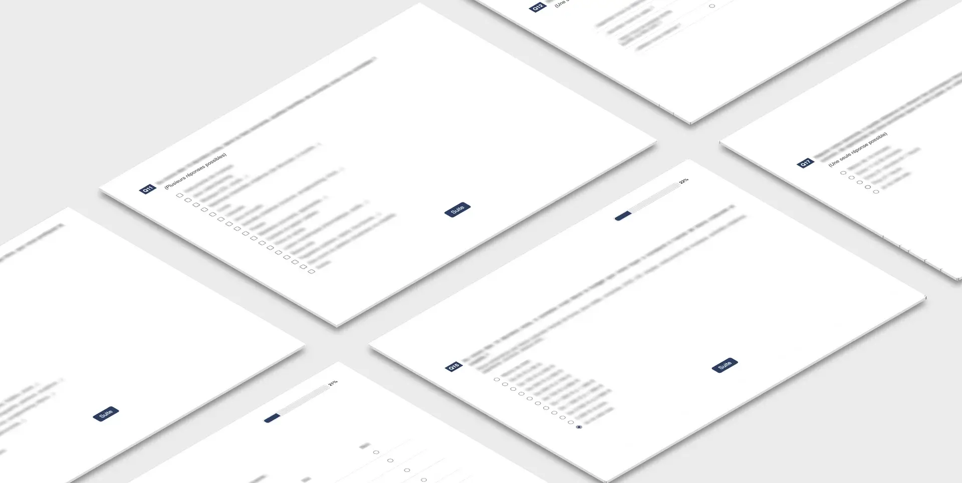 ensemble des écrans d'un questionnaire en ligne