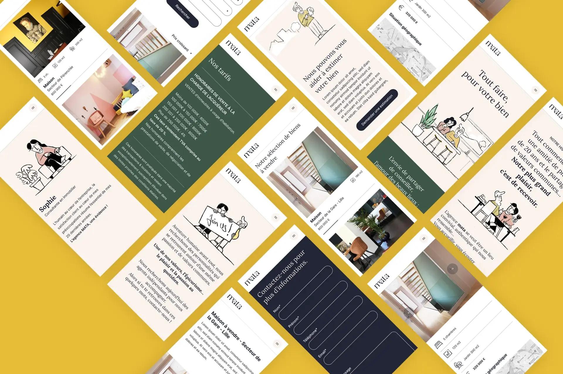 Graphic mockups in mobile version for the website