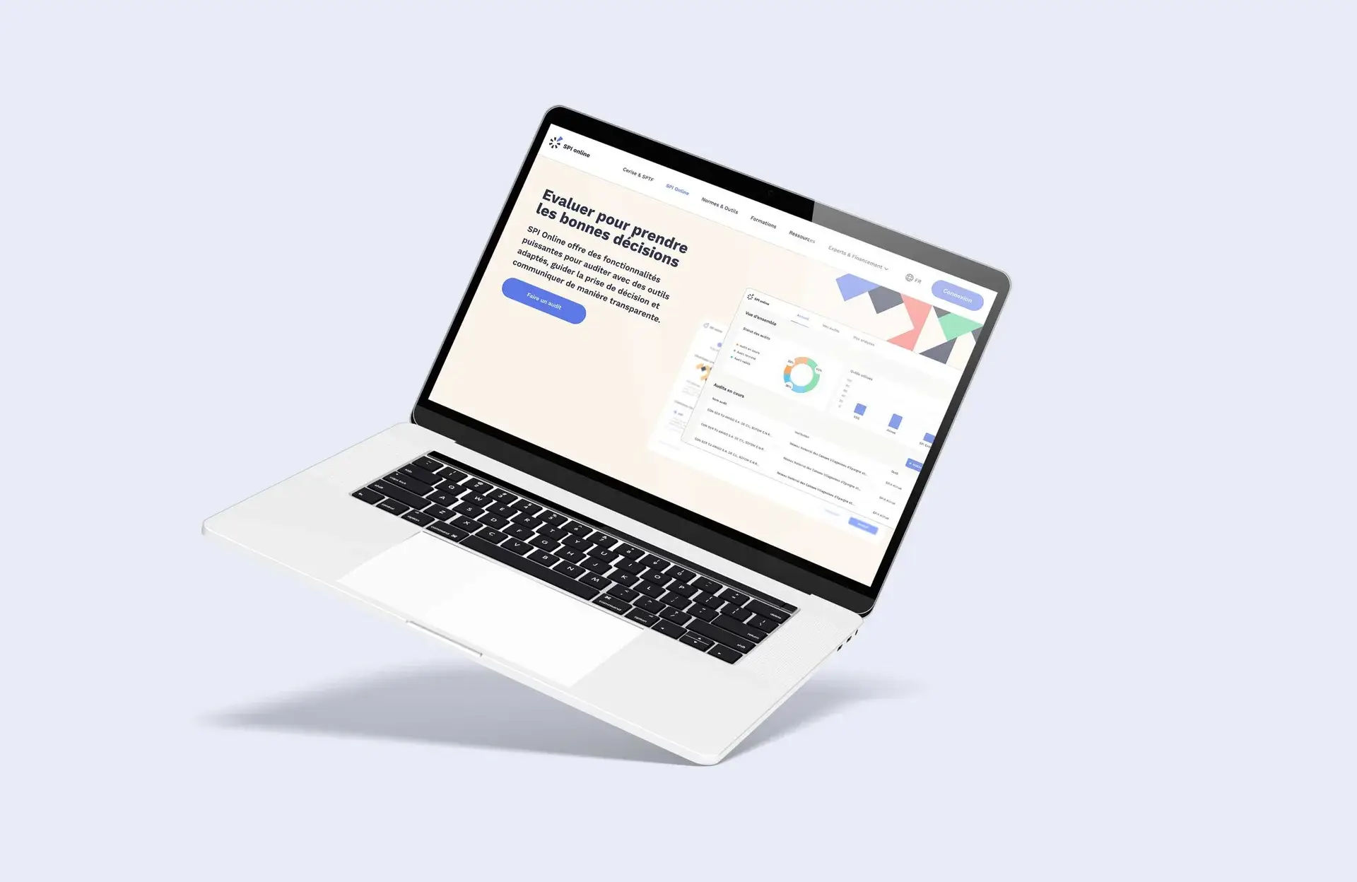 Graphic mockups of the showcase site's SPI Online page