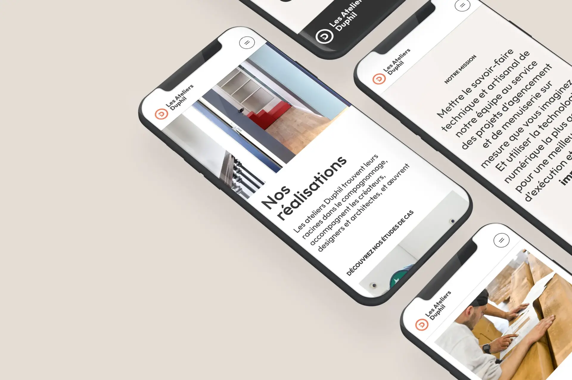 Graphic mockups of the site in mobile version