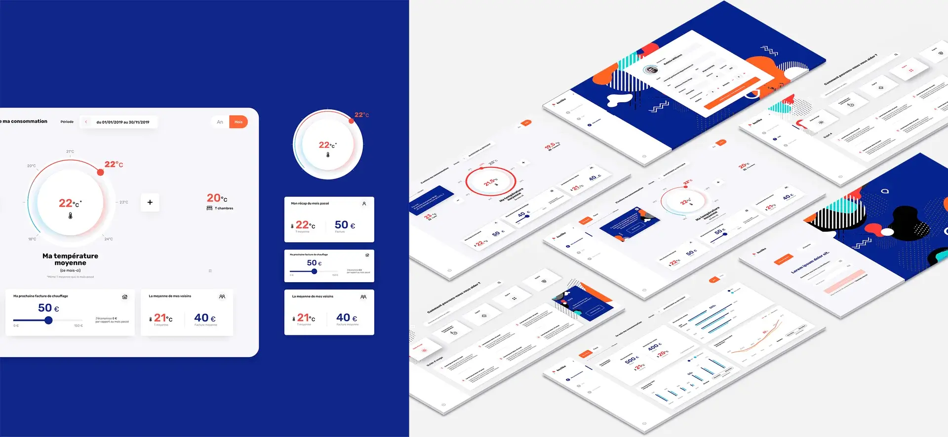 Graphic mockups of the tenants' interface