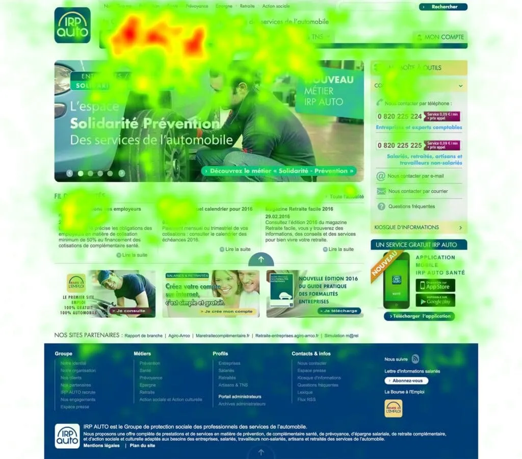 Heat map of a website - physiological measurements