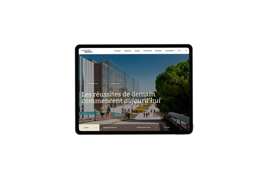 Home page of the new version of the Université de Bordeaux site