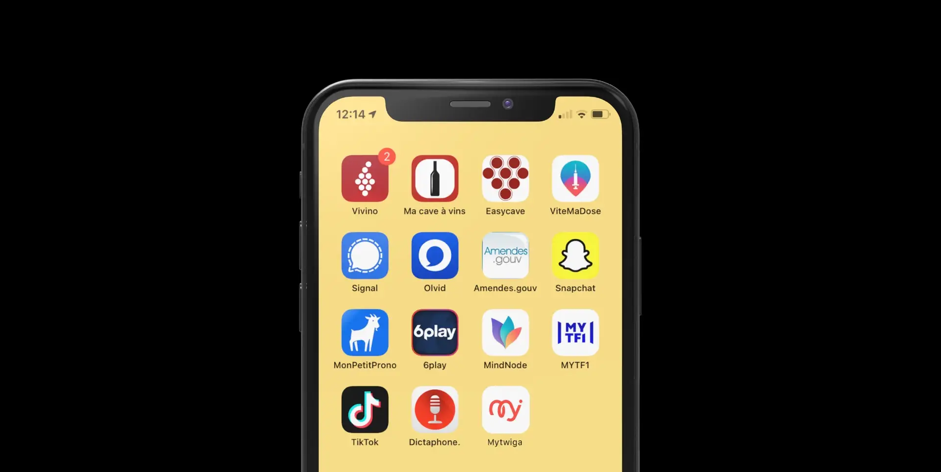 Icône MyTwiga parmi des applications sur l'écran d'accueil d'un smartphone