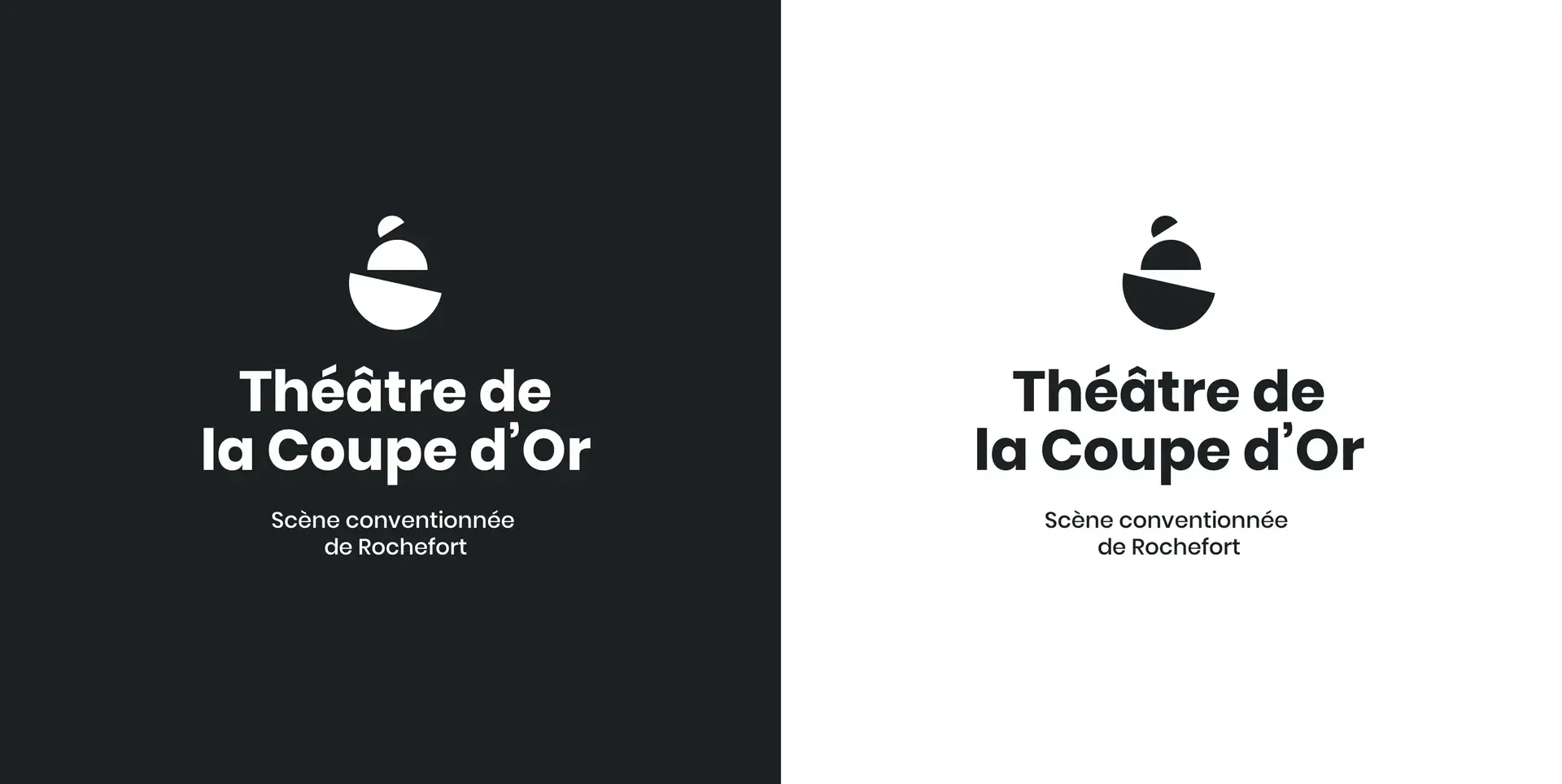 Visual identity, logo on black and white backgrounds