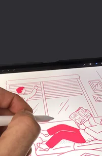 Illustration being drawn on a graphic tablet