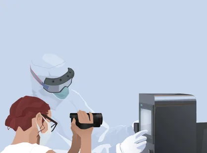 Illustration of masked operators using a 3D printer - health/industry project