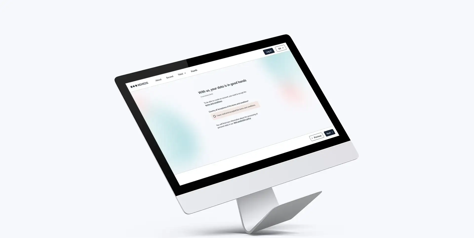 iMac displaying a form screen asking for a user's consent