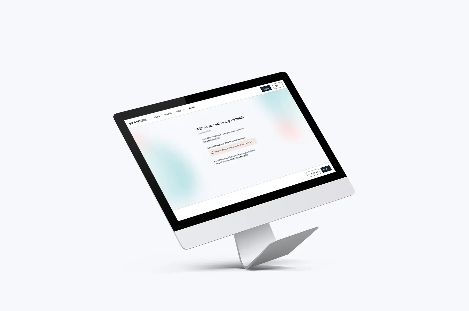 iMac displaying a form screen asking for a user's consent