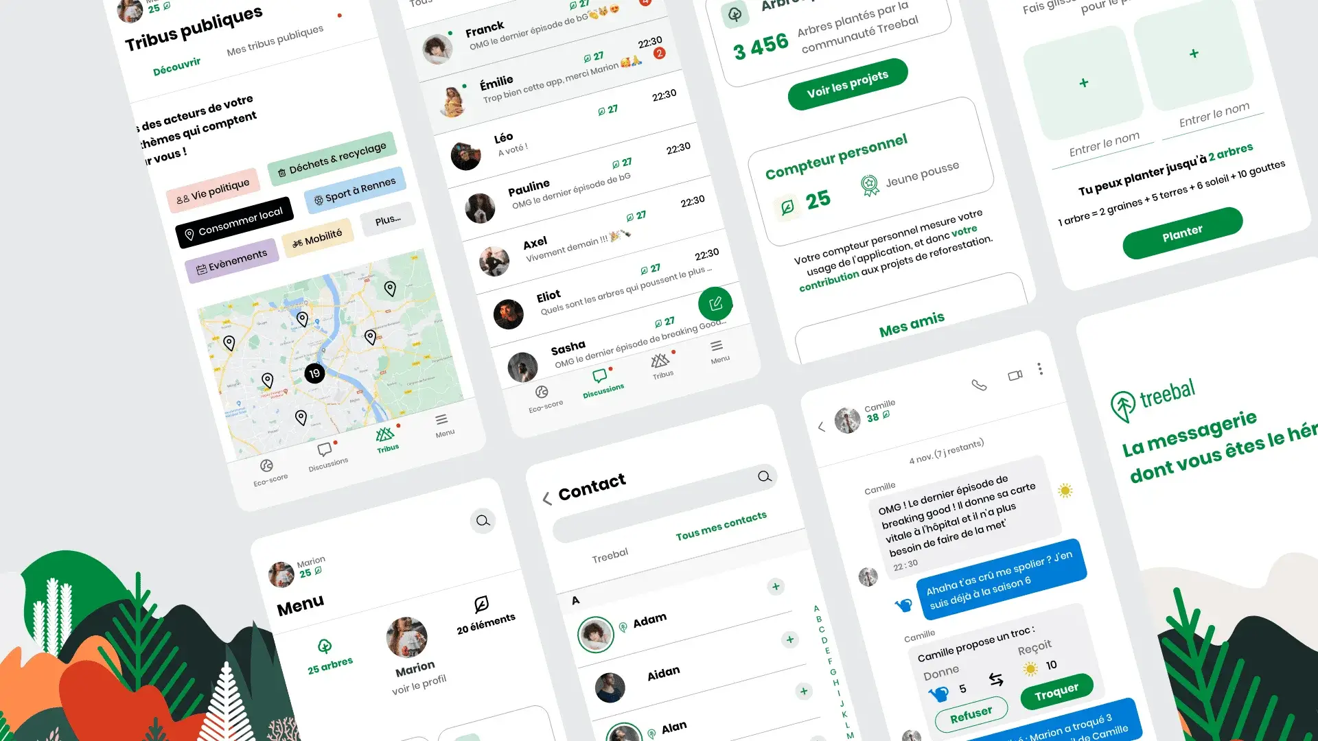 Light mode app screens