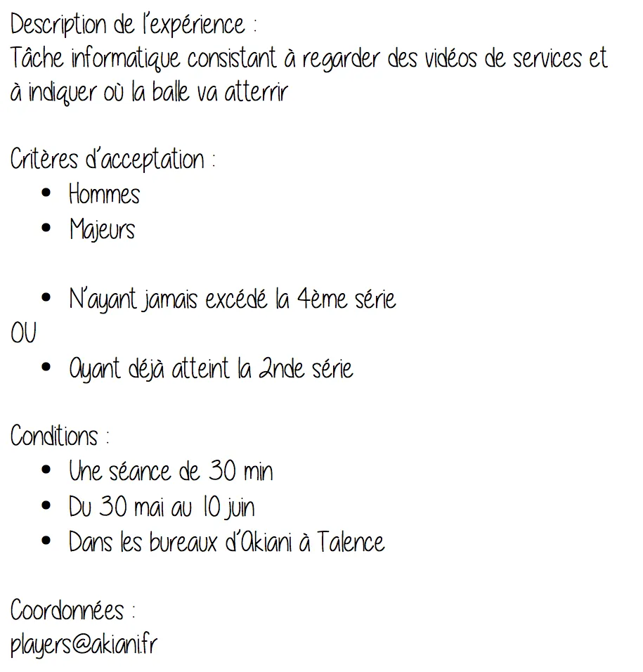 List of the information essential to recruiting participants for our project