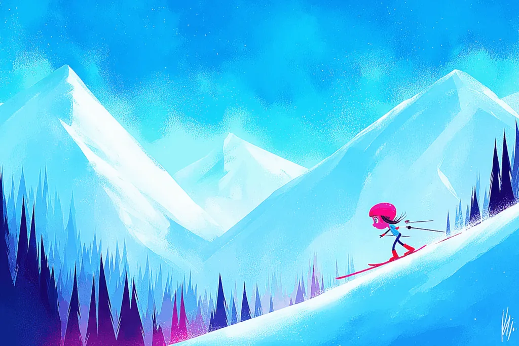 Little girl alpine skiing