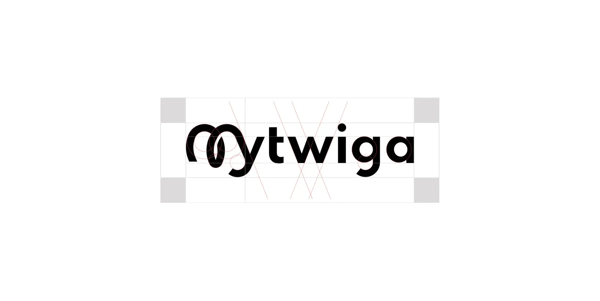 Logotype MyTwiga noir aligné sur une grille de construction