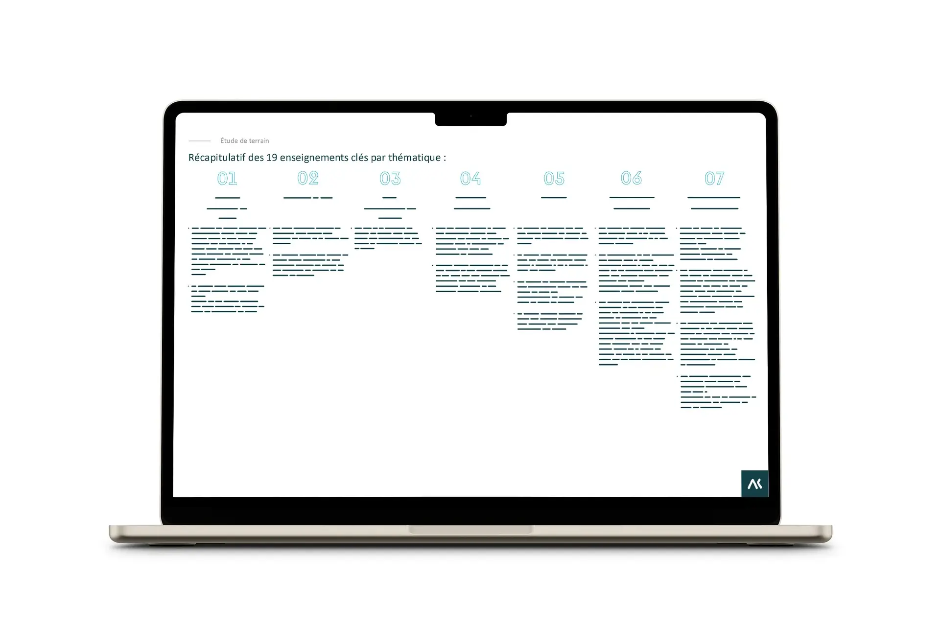 MacBook Pro displaying a slide with a table of contents