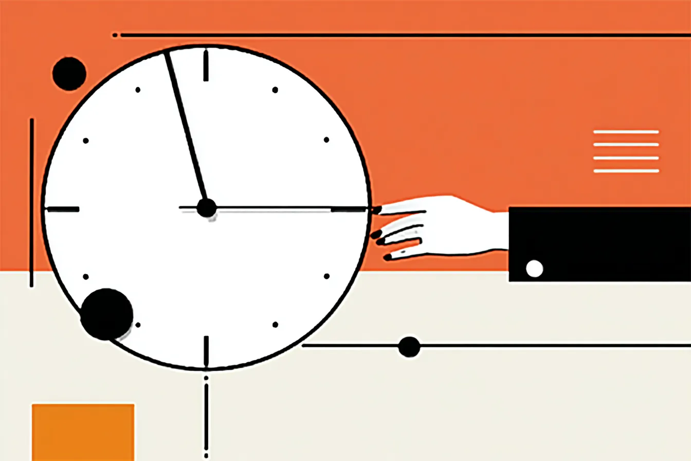 Drawn hand adjusting the pointer on a large circular dial