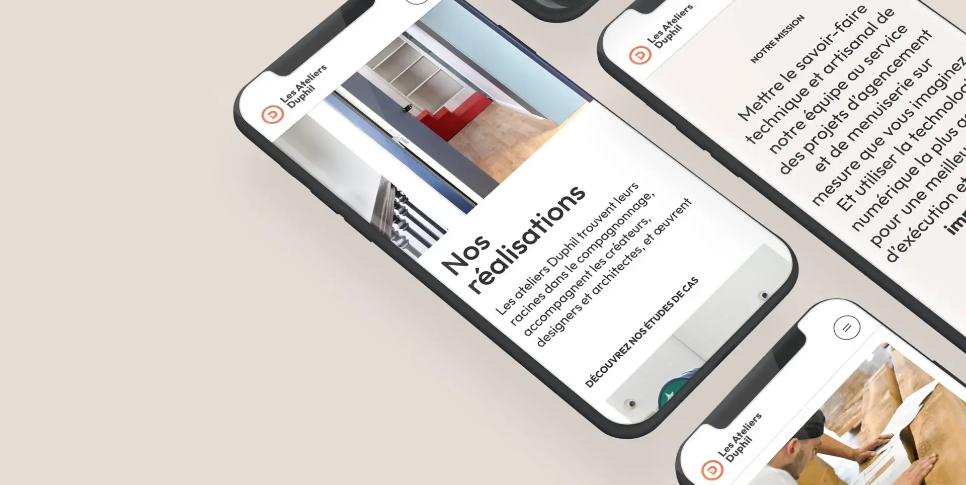 Maquettes graphique du site en version mobile