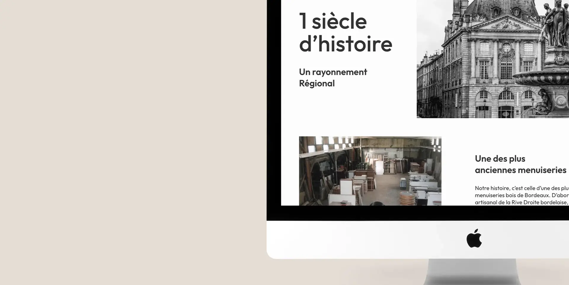 Maquettes graphiques de la page histoire