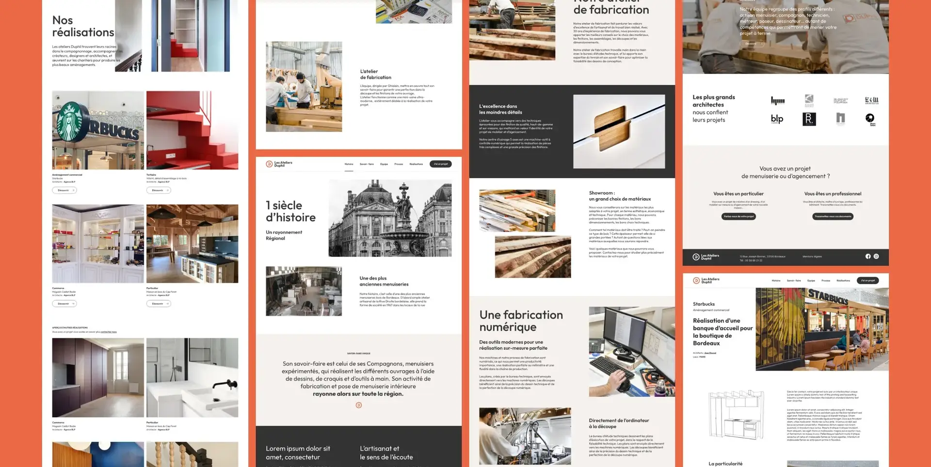 Maquettes graphiques du site vitrine de l'agence