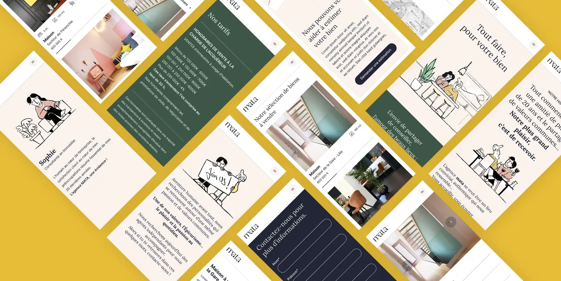 Graphic mockups in mobile version for the website