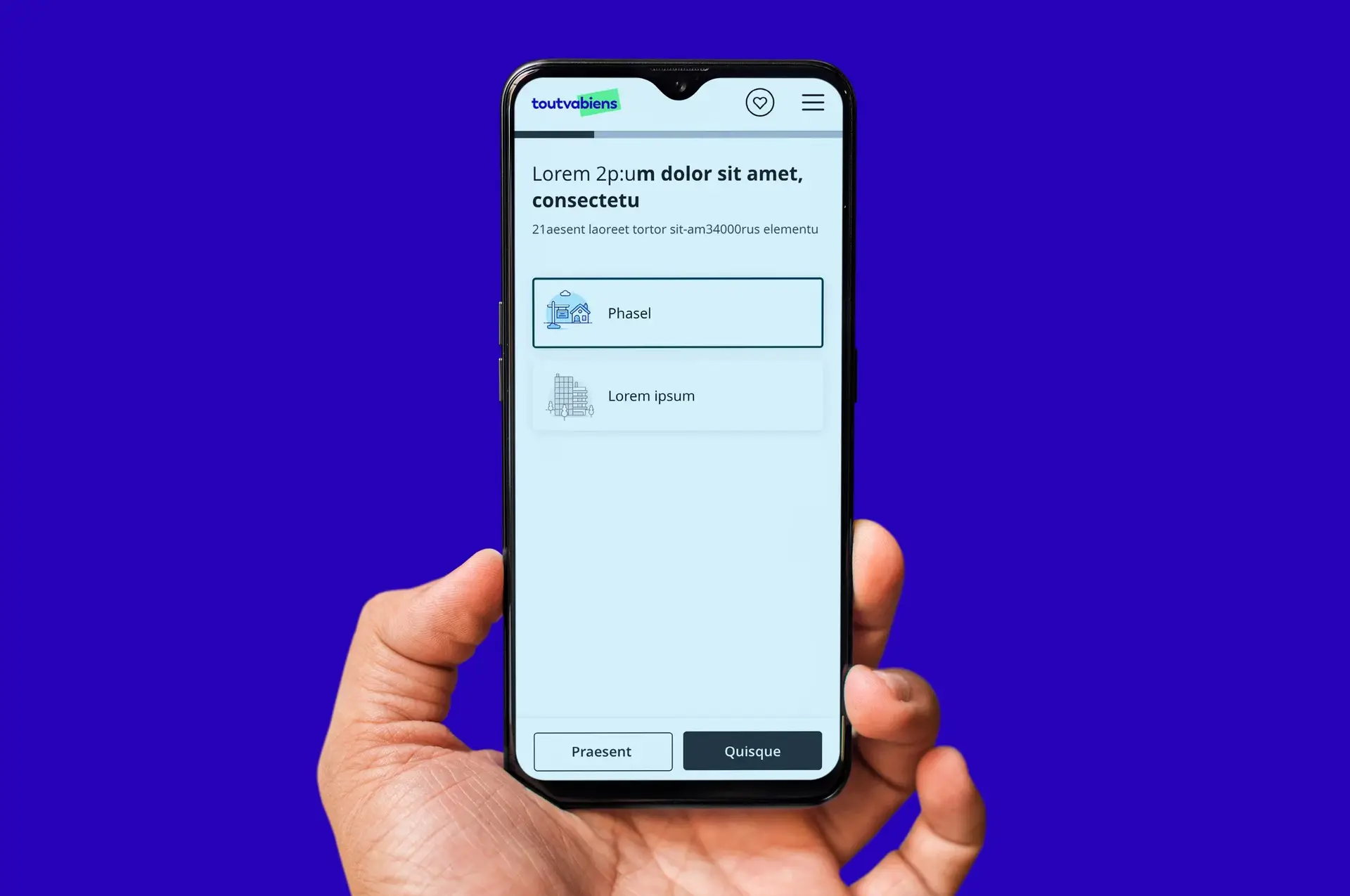 Mobile-format mockup of the future property-services portal