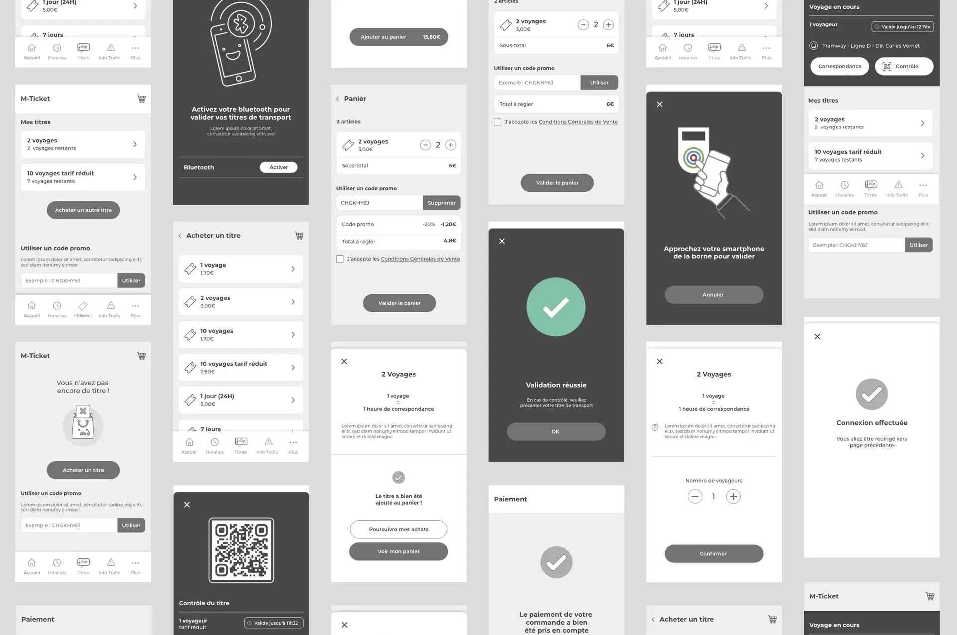 Mobile wireframes