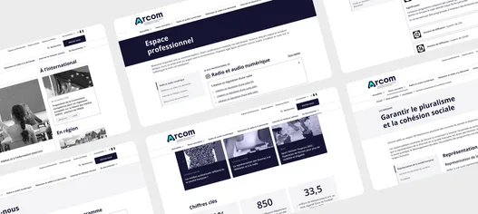 Mosaic of screens from the Arcom website